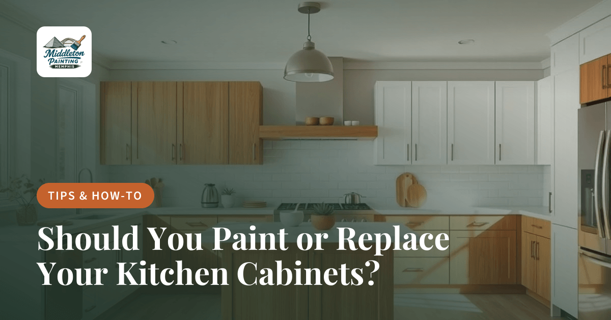 Freshly painted white kitchen cabinets in a Memphis home